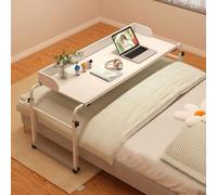 Letto Regolabile E Portatile，tavolino Da Letto Con Ruote Tavolo Servitore Regolabile Tavolo Servitore Per Letto Tavolo Servitore(Color:Bianco+)