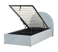 Letto retro a mezza luna con contenitore 90 x 200 cm in velluto azzurro Anet