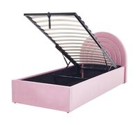 Letto retro a mezza luna con contenitore 90 x 200 cm in velluto rosa Anet