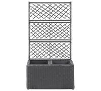 Letto Rialzato a Traliccio 2 Vasi 58x30x107 cm Polyrattan Nero