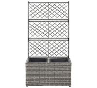 Letto Rialzato a Traliccio 2 Vasi 58x30x107cm Polyrattan Grigio