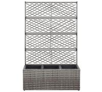 Letto Rialzato a Traliccio 3 Vasi 83x30x130cm Polyrattan Grigio