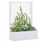 Letto Rialzato da Giardino con Graticcio e Irrigazione Bianco