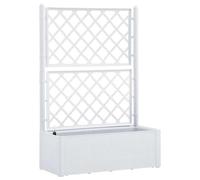 Letto Rialzato da Giardino con Graticcio e Irrigazione, Fioriera Rialzata Automatica Design Elegante in Plastica Resistente, Vassoio Grande per Piante Rampicanti, per Balcone Terrazzo Giardino