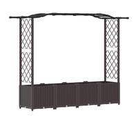 Letto rialzato da giardino con traliccio e baldacchino, 204 x 40 x 138 cm | polipropilene resistente, resistente ai raggi UV, giardinaggio verticale, gancio per fioriere, drenaggio intelligente