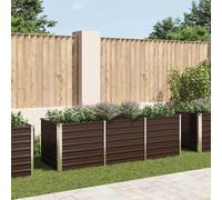 vidaXL Letto Rialzato da Giardino Rettangolare Alto Elegante Staffe Supporto Terrazzo Fioriera Marrone 240x80x77cm Acciaio Zincato