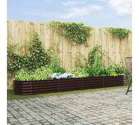 vidaXL Fioriera Rialzata in Acciaio Galvanizzato Marrone Ovale 400 x 80 x 44 cm Durevole Fioriere in Metallo per Uso Esterno Design Moderno Perfetti per Verdure e Fiori