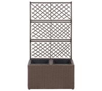 Letto Rialzato Traliccio 2 Vasi 58x30x107 cm Polyrattan Marrone