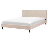 Letto sfoderabile in tessuto beige 160 x 200 cm Fitou