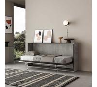 Letto a scomparsa Kando singolo Con Materasso Incluso Chiuso Occupa solo 39 cm di profondità, Dimensioni chiuso 200x39xh97 cm struttura in legno colore Cemento cemento