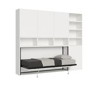 Letto Singolo a Scomparsa Composizione E Kando H226,7 Bianco Frassino con Materasso