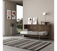 Letto a scomparsa Kando singolo con Materasso Incluso Chiuso Occupa solo 39 cm di profondità, Dimensioni chiuso 200x39xh97 cm struttura in legno colore Noce noce