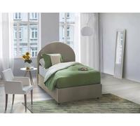 Letto Singolo Alice, Letto Contenitore con Rivestimento in Ecopelle, 100% Made in Italy, Apertura Frontale, con Materasso Cm 80x190 Incluso, Tortora