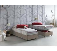 Letto Singolo Amelia, Letto Contenitore con Rivestimento in Tessuto, 100% Made in Italy, Apertura Frontale, con Materasso Cm 80x190 Incluso, Tortora