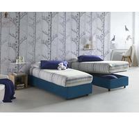 Letto Singolo Amelia, Letto Contenitore con Rivestimento in Tessuto, 100% Made in Italy, Apertura Frontale, con Materasso Cm 80x190 Incluso, Blu