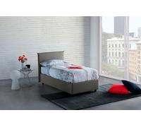 Talamo Italia Letto contenitore Singolo Anna, Made in Italy, Letto con rivestimento in tessuto, Apertura laterale, con materasso cm 80x190 incluso, Grigio