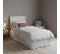 Letto Singolo Cleofe, Set Testata in Ecopelle con Rete Ortopedica e mantovana, 100% Made in Italy, Adatta a Letto Singolo, per Materasso da Cm 80x190, Bianco