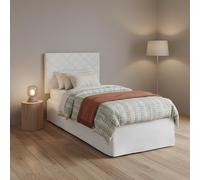 Letto Singolo Cleonice, Set Testata in Ecopelle con Rete Ortopedica e mantovana, 100% Made in Italy, Adatta a Letto Singolo, Materasso Incluso, Cm 80x190, Bianco