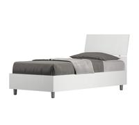 Letto Singolo con Testata Inclinata Modello DEMAS Dimensioni 80x190 cm Posizionabile in Poco Spazio Essenziale Colore Bianco Frassino bianco