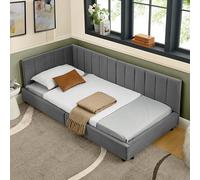 Letto singolo, design in velluto delicato sulla pelle, culla con schienale alto, ideale per la cameretta dei bambini, adatto per camere degli ospiti e per appartamenti singoli (senza materasso