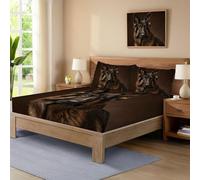 Letto singolo Elasticizzato Lenzuolo con angoli Acquerello Animali Coprimaterasso in microfibra morbida e traspirante Marrone 120x200 cm Tasca Profonda 30 cm Cane Da Pastore