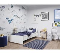 Letto Singolo Gdynia, Sommier per Camera da Letto, Giroletto per Stanza, Struttura Porta Materasso, 194x94 h37 cm, Bianco Lucido