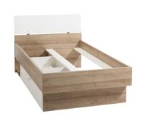 Letto singolo Globo con cassetto Bianco e Rovere Riviera per Rete