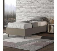 Letto Singolo Imbottito similpelle Modello AZELIA Senza Testiera Dimensioni 80x190 cm Posizionabile in Poco Spazio Essenziale Colore Cappuccino cappuccino