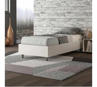 Letto Singolo Imbottito similpelle Modello AZELIA Senza Testiera Dimensioni 80x190 cm Posizionabile in Poco Spazio Essenziale Colore Bianco Frassino bianco