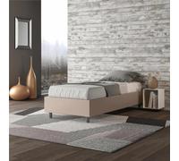 Letto Singolo Imbottito similpelle Modello AZELIA Senza Testiera Dimensioni 80x190 cm Posizionabile in Poco Spazio Essenziale Colore Tortora tortora
