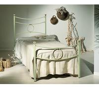 Letto Singolo In Ferro Conca Nero, Avorio, Verde, Bianco, RETE a doghe Sospesa