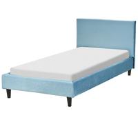 Letto singolo in Velluto azzurro con rete a doghe 90 x 200 cm Fitou