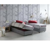 Talamo Italia Letto Singolo Melissa, Letto Contenitore con Rivestimento in Tessuto, 100% Made in Italy, Apertura Laterale, Adatto per Materasso Cm 80x190, Grigio