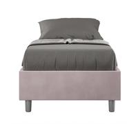Letto Singolo senza rete imbottito con giroletto imbottito. Modello AZELIA Dimensioni 80x190 cm Posizionabile in Poco Spazio Essenziale Colore Glicine glicine