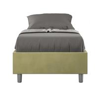 Letto Singolo senza rete imbottito con giroletto imbottito. Modello AZELIA Dimensioni 80x190 cm Posizionabile in Poco Spazio Essenziale Colore tè verde verde