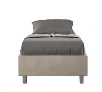 Letto Singolo senza rete imbottito con giroletto imbottito. Modello AZELIA Dimensioni 80x190 cm Posizionabile in Poco Spazio Essenziale Colore sabbia sabbia