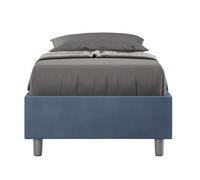 Letto Singolo senza rete imbottito con giroletto imbottito. Modello AZELIA Dimensioni 80x190 cm Posizionabile in Poco Spazio Essenziale Colore Blu blu