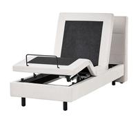 Letto singolo Tessuto beige chiaro Elettrico Regolabile con Telecomando 80 x 200