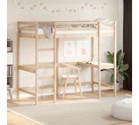 Letto Soppalco con Scrivania 90x200 cm Legno Massello Pino