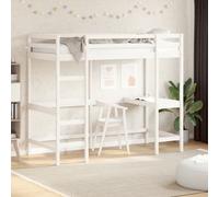 Letto Soppalco con Scrivania Bianco 90x200 cm Massello Pino