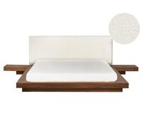 Letto stile Giapponese moderno 160 x 200 cm Comodini Laterali Marrone Testiera B