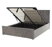 Letto Stile Moderno con Contenitore Velluto Grigio 140 x 200 cm Amiens