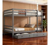 Letto supplementare 140 x 200 grigio - Dotato di cassetti rialzati e ringhiere per la sicurezza dei bambini