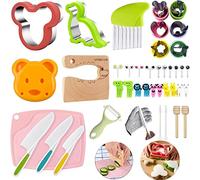 LETTO & TAILOR Set di coltelli e forme per il pane e le verdure per bambini, 41 pezzi, forme per biscotti, frutta, sandwich e taglierina per verdure, in forma di topolino e dinosauro.