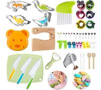 LETTO & TAILOR Set di coltelli e forme per il pane e le verdure per bambini, 43 pezzi, forme per biscotti, frutta, sandwich e taglierina per verdure, in forma di topolino e dinosauro