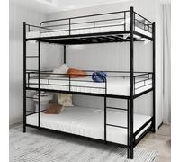 Letto tripla pesante con scala integrata e ringhiera continua, a prova di pavimento per giovani/adolescenti/adulti, camera da letto/dormitorio, non richiede piume, facile da montare