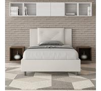 Letto una piazza e mezza contenitore imbottito 120x190 similpelle bianco Appia