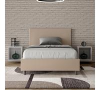 Letto una piazza e mezza contenitore imbottito 120x190 similpelle tortora Adele