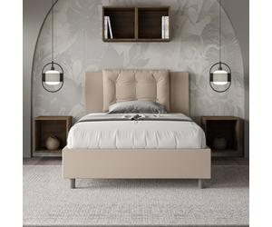 Letto una piazza e mezza contenitore imbottito 120x190 similpelle tortora Annali