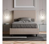 Letto una piazza e mezza contenitore imbottito 120x190 similpelle tortora Focus